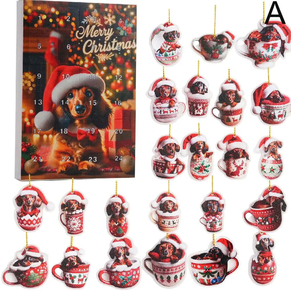 Таксы 24-дневный рождественский календарь обратного отсчета с орнаментом в виде
