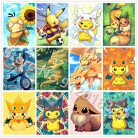 takara tomy cartoon pokemon nursery wall art rhinestone pictures pikachu diamond painting diy 5d cross stitch mosaic home decor