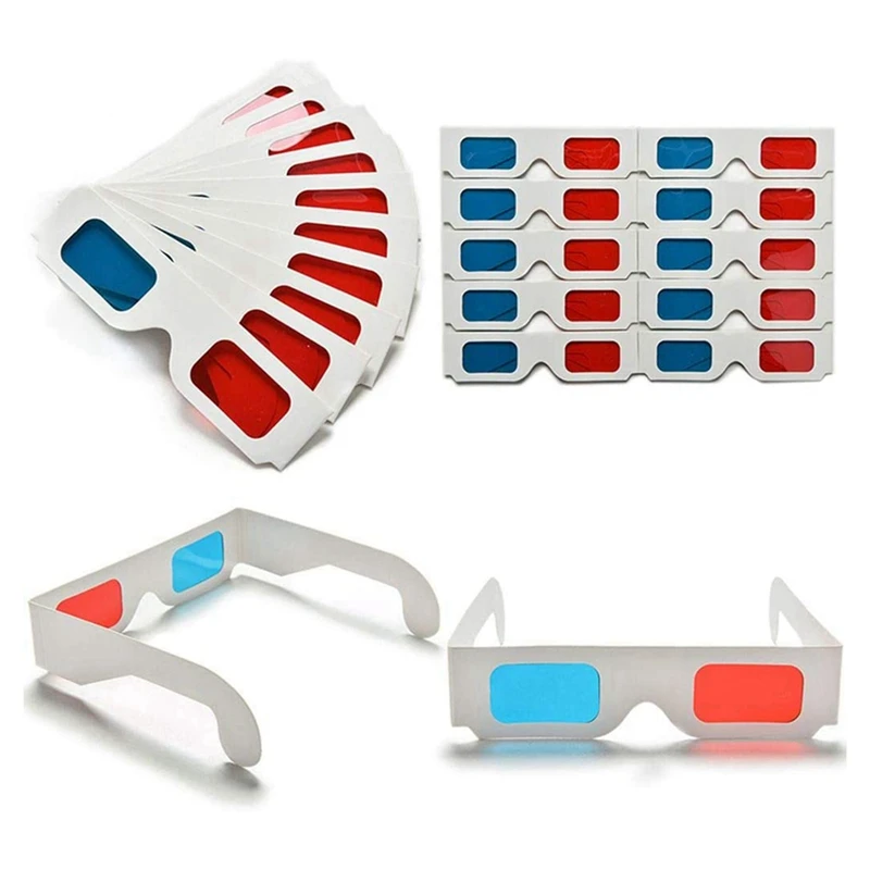 

3D Glasses, 30 Pairs Red And Blue Paper Stereo Lenses For Movies Set Anaglyph Paper 3D Glasses CNIM Hot