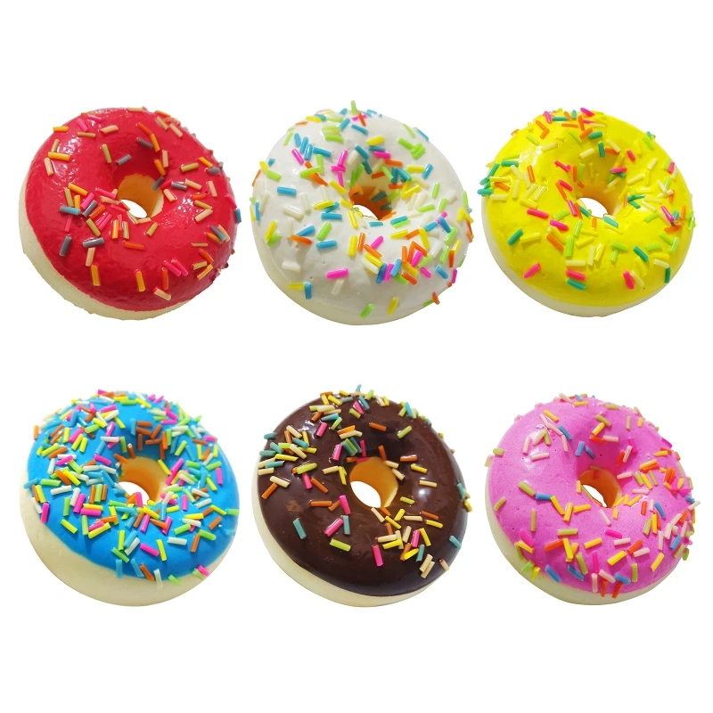 Soft Artificial Donut Bread Doughnuts Stress Relief Novelty Toy Squeeze Toys Simulation Cake Model Wedding Decoration images - 6