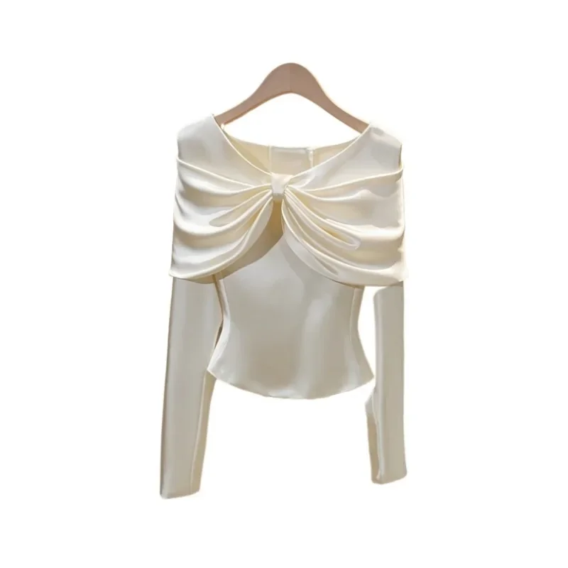 Весенне-осенняя французская модная белая блузка женские топы легкие роскошные