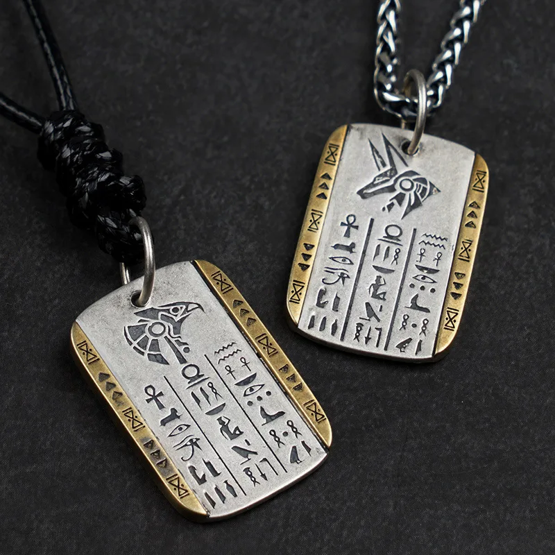 

S925 Silver Anubis Eye of Horus Vintage Necklace Euro-American Hip Hop Vintage Jewelry Gift