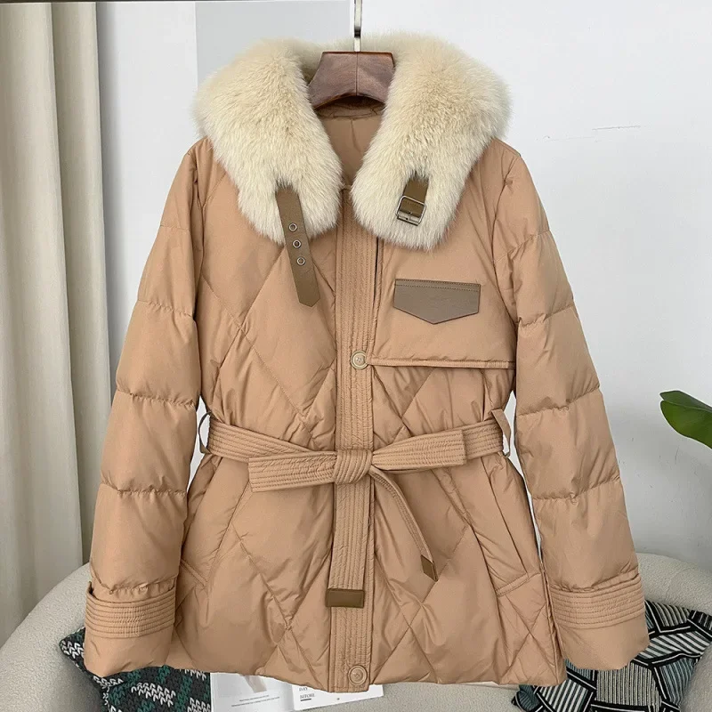 Женское пуховое пальто в корейском стиле новинка 2024 модная укороченная