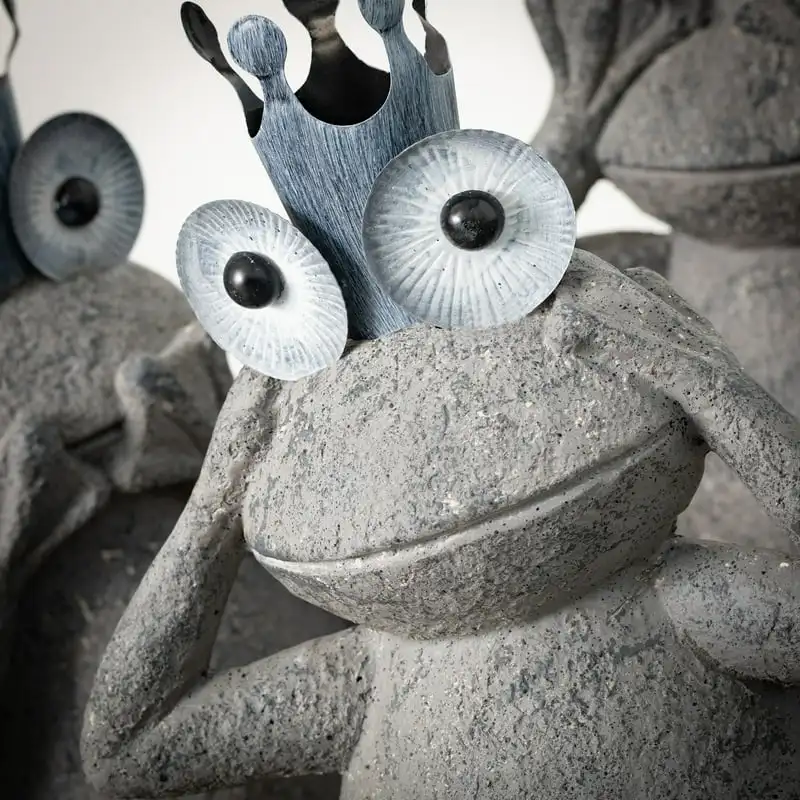 

Sculptural Gray Textured Frogs Set of 3, Gray