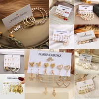 creative simple butterfly rhinestone ear studs pearl round dangle earrings jewelry for women