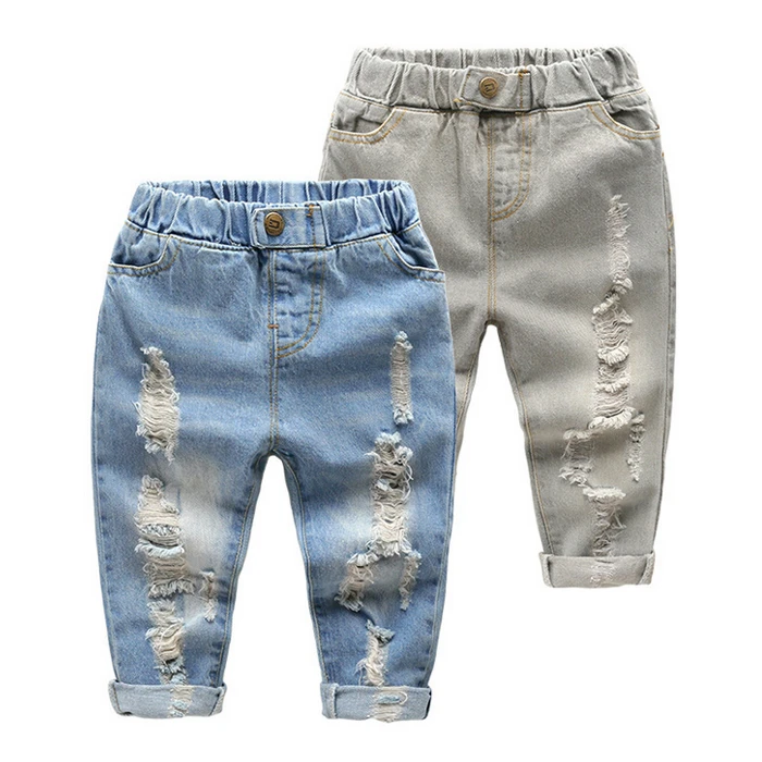 

Children Hole Broken Jean Pants Baby Classic Pant Children Denim Clothing Trend Long Bottoms Baby Boy Casual Trousers
