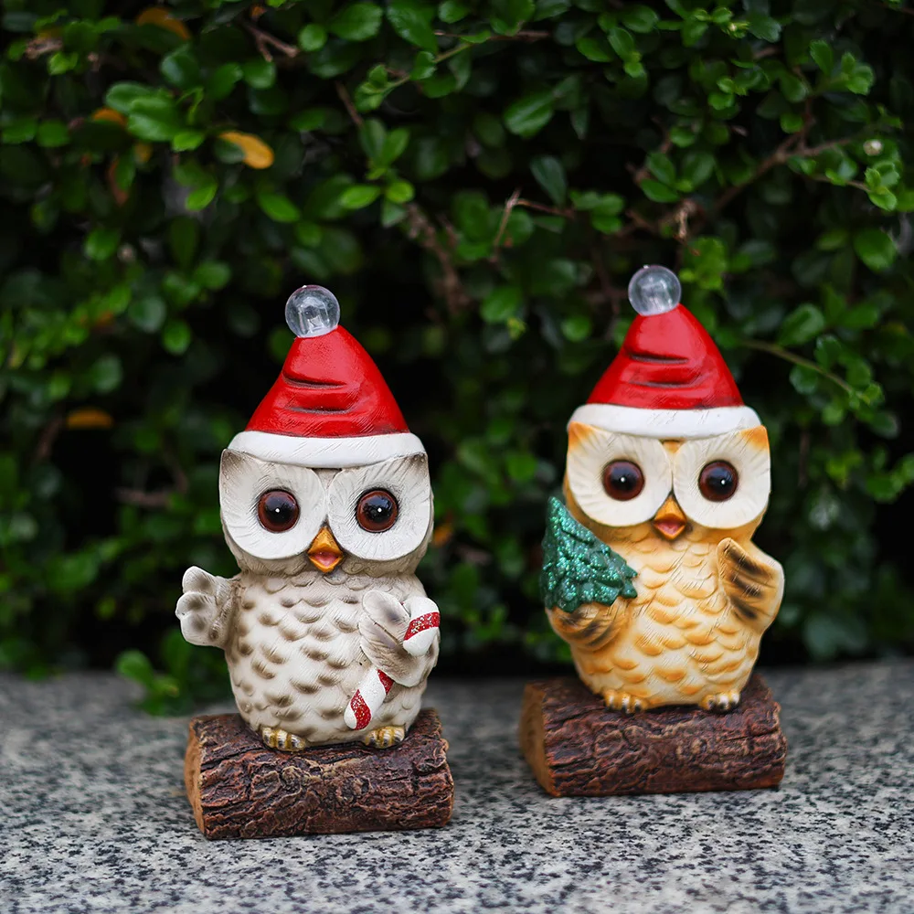 Статуя совы из смолы рождественские светодиодные огни украшения креативные