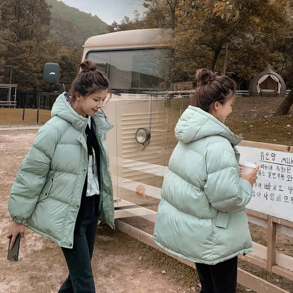 Women Winter Down Jacket Coat Oversize 2XL Short Thicken Warm 2023 Hooded Cotton Padded Winter Coat Women Clothes Black White