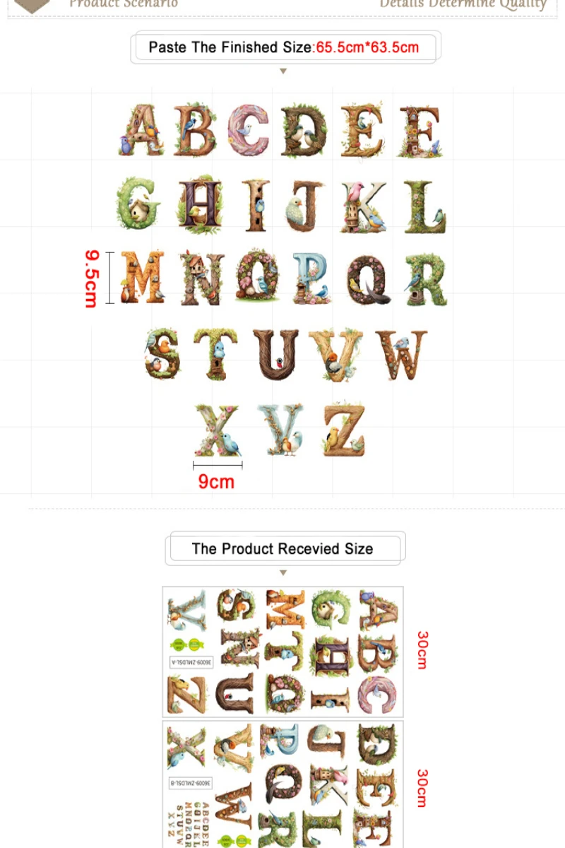 Милый виниловый алфавит настенные наклейки с буквами ABC украшение для детской