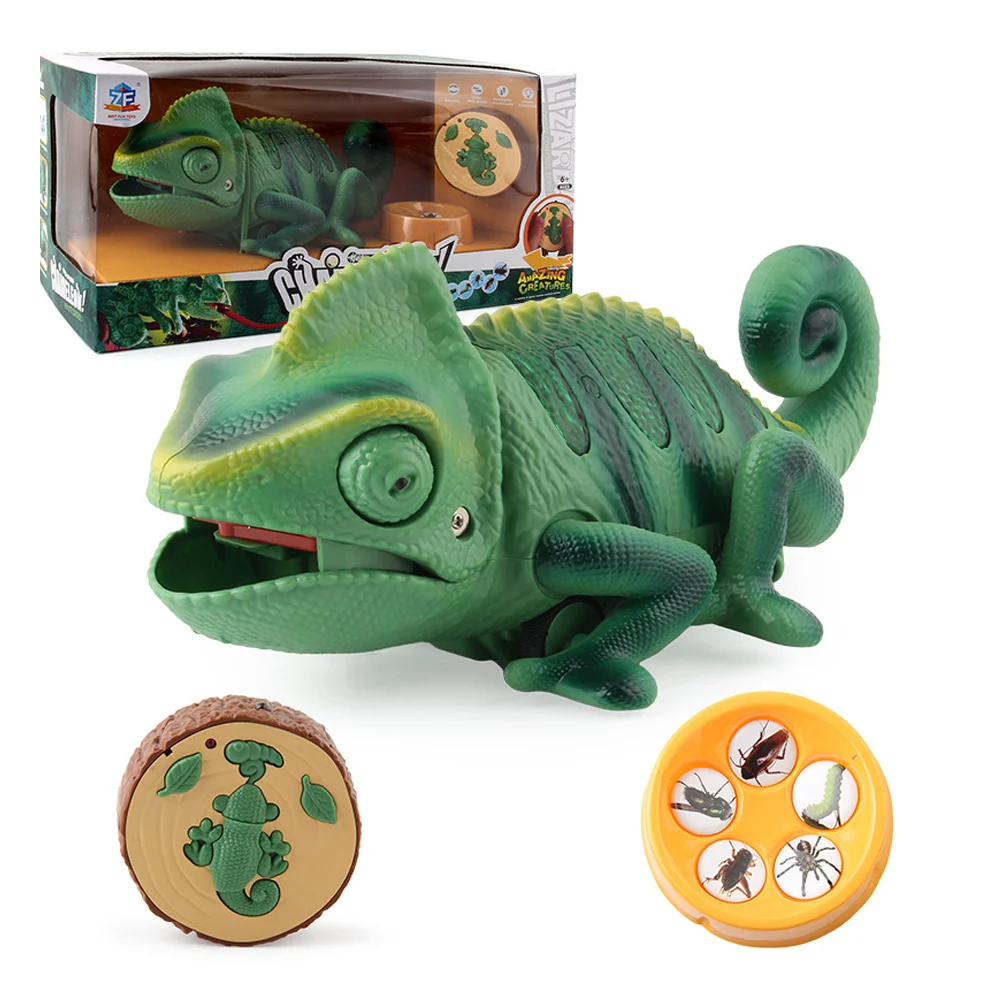 

Electric Remote Control Light Crawling Chameleon Educational Toys Lizard Eat Cards Eating Game Boys Feeding Child Kids