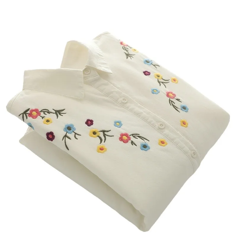 Новая осенняя хлопковая рубашка из плотного флиса женская с длинными рукавами и