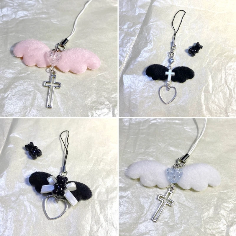 Модный ремешок для мобильного телефона брелок с крыльями ангела готический