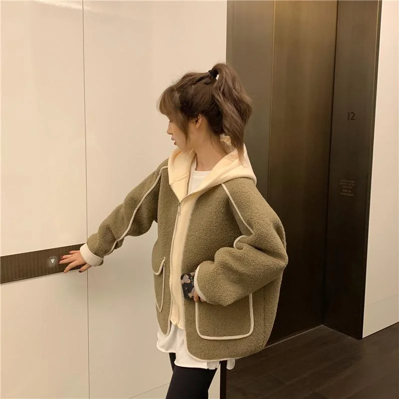 Новая женская куртка из бархата ягненка свободная и толстая универсальная