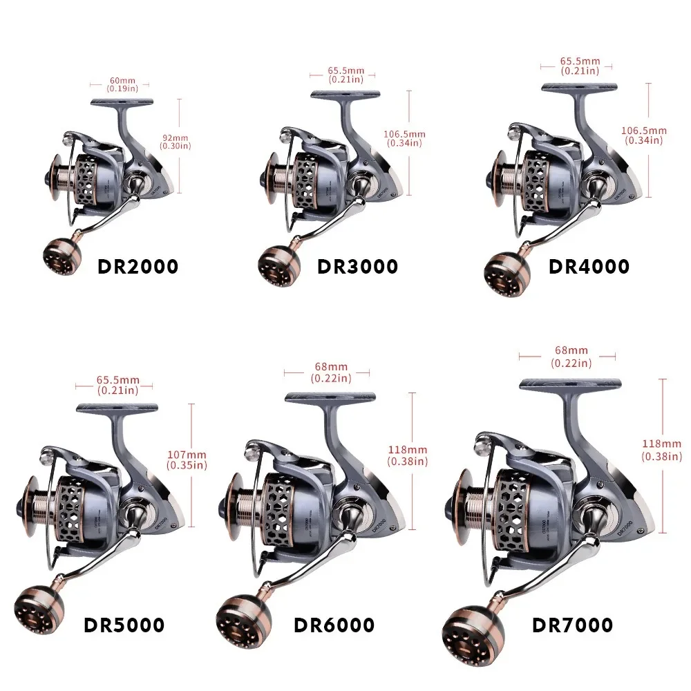 Spinning Reel DR2000 DR3000 DR4000 DR5000 DR6000 DR7000 Fishing Casting 5.2:1 Gear Ratio