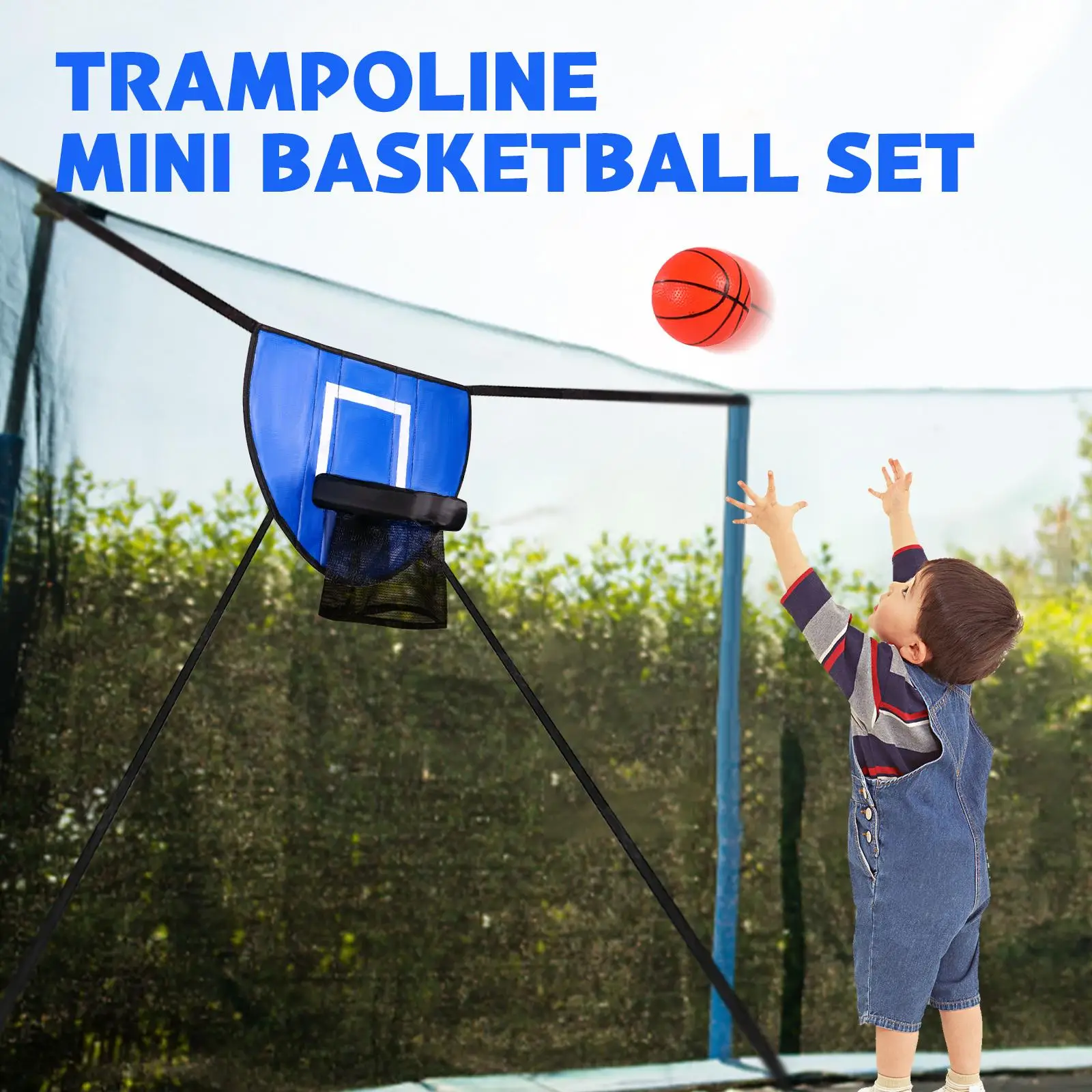 

Trampoline Basketball Hoop Lightweight Backboard Durable with Ball Pump