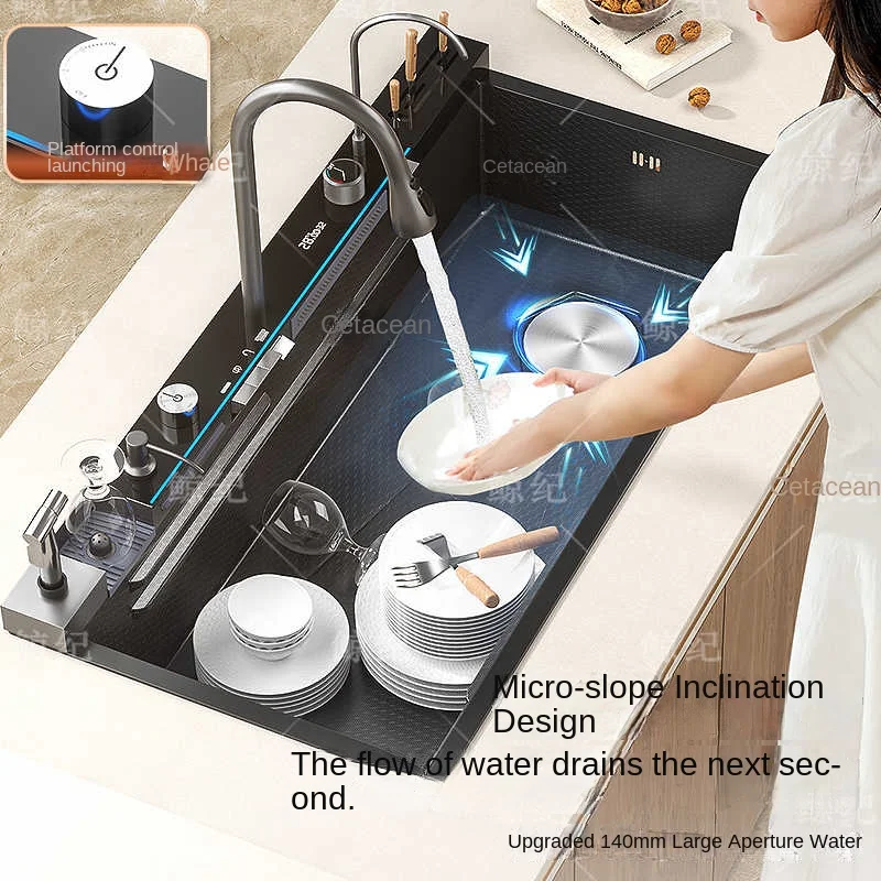 Хит продаж кухонная мойка-водопад из нержавеющей стали с держателем для ножей