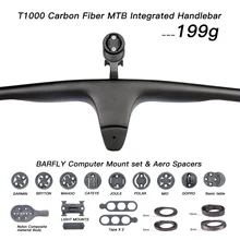 198g only T1000 Carbon fiber integrated MTB Bicycle Handlebar Riser -12 degree 740mm Titanium screw mtb XC cross country