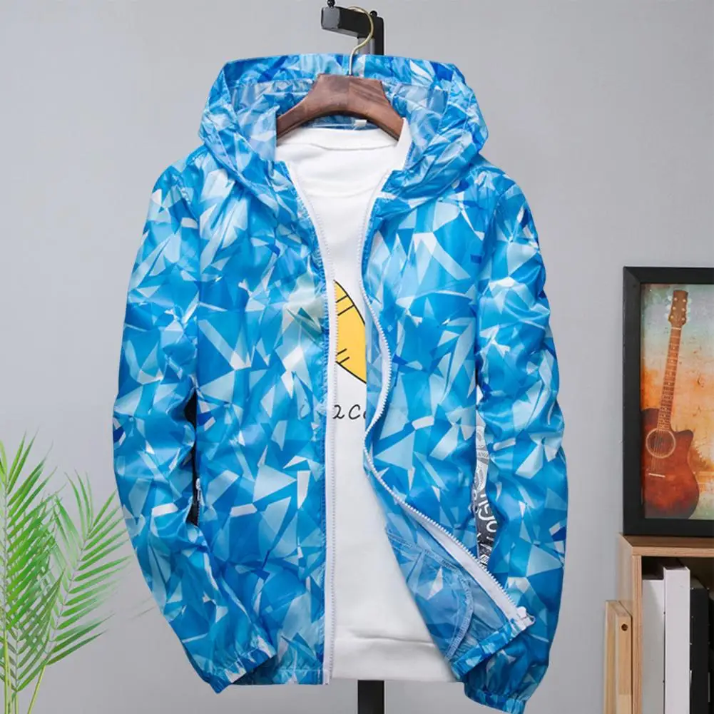 

Sun Protection Jacket Printed Teenager UV Protection Sun Protection Zipper Coat Windbreaker Jacket for Camping