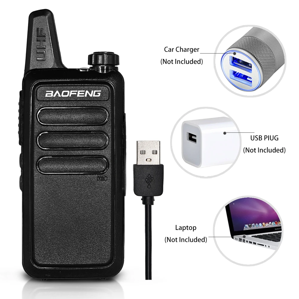 Портативная мини-рация Baofeng с быстрой зарядкой от USB 2 шт. |