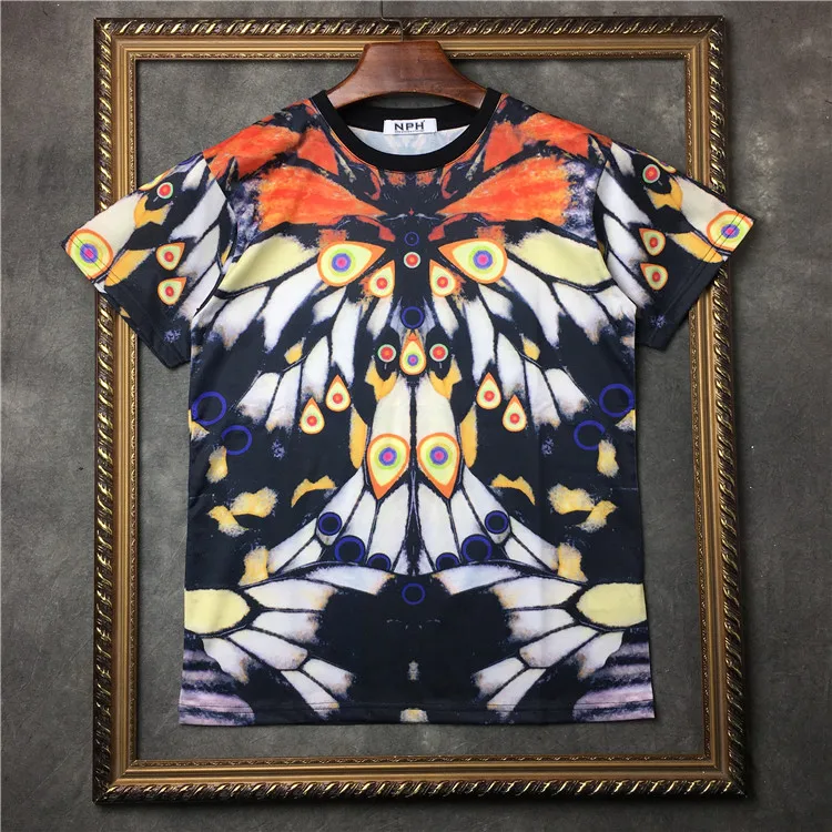 

New Novelty 19ss Men gentleman Butterfly flower T Shirts T-Shirt Hip Hop Skateboard Street Cotton T-Shirts Tee Top #F88