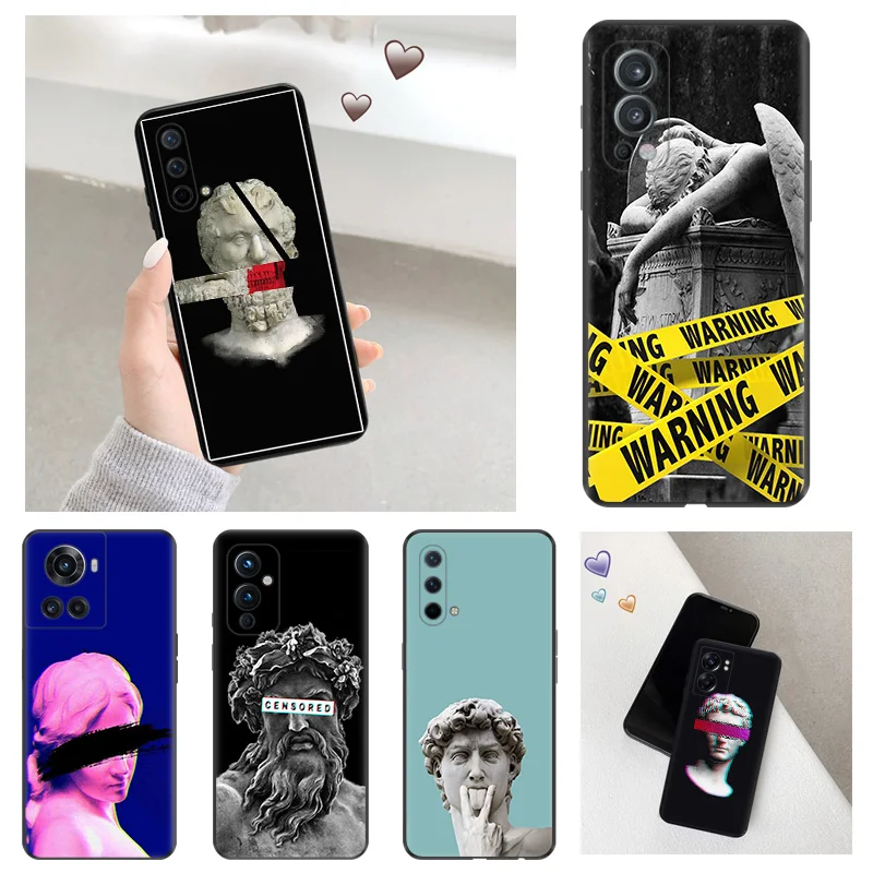 

Renaissance David Statue Silicone Black Phone Cases for OnePlus 10 Ace 9 8 Pro 11 R Nord ce 2 T N10 N20 N100 N200 5G N300 Cover