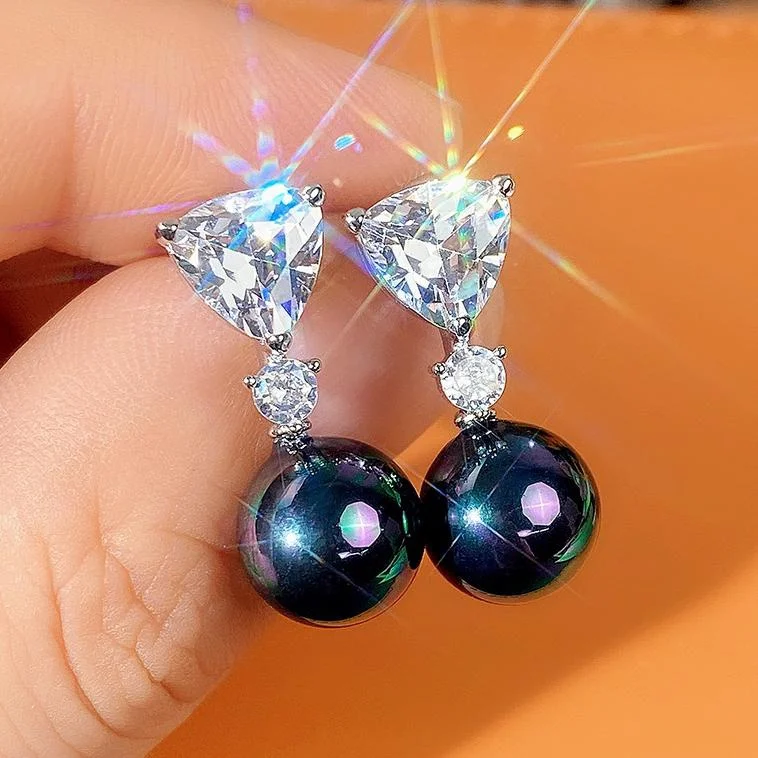 

Модные эстетичные жемчужные серьги-подвески для женщин с треугольными зубцами