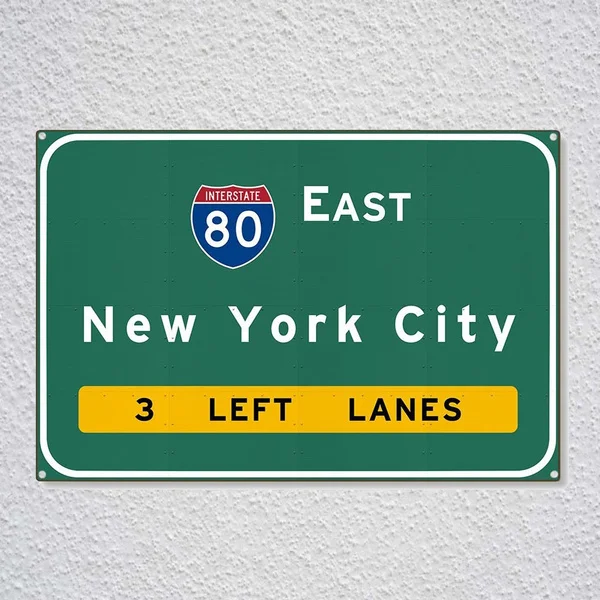 

Нью-Йорк, внутренний государственный интерьер, расстояние между двумя странами, Nyc Ny, автомобильное шоссе, дорога, новинка, жестяной знак, ме...
