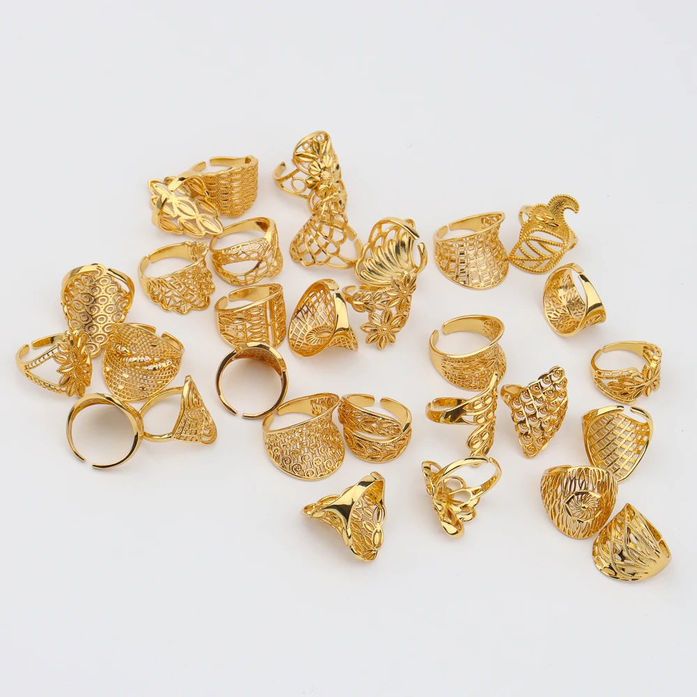 

Dubai Ring Design for Women Lady Copper Luxury Gold Color Ring for Wedding Bridal Finger Ring Fashion Jewelry Gift Daily Wear