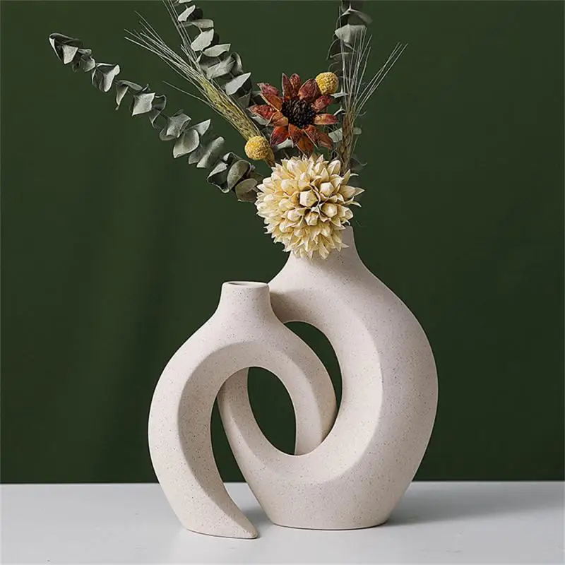 

Modern Flower Vase Decor Gift Interlock Vase Home Pampas Grass Ceramic Vase Home Decoration Flower Arrangement Flower Pot Basket