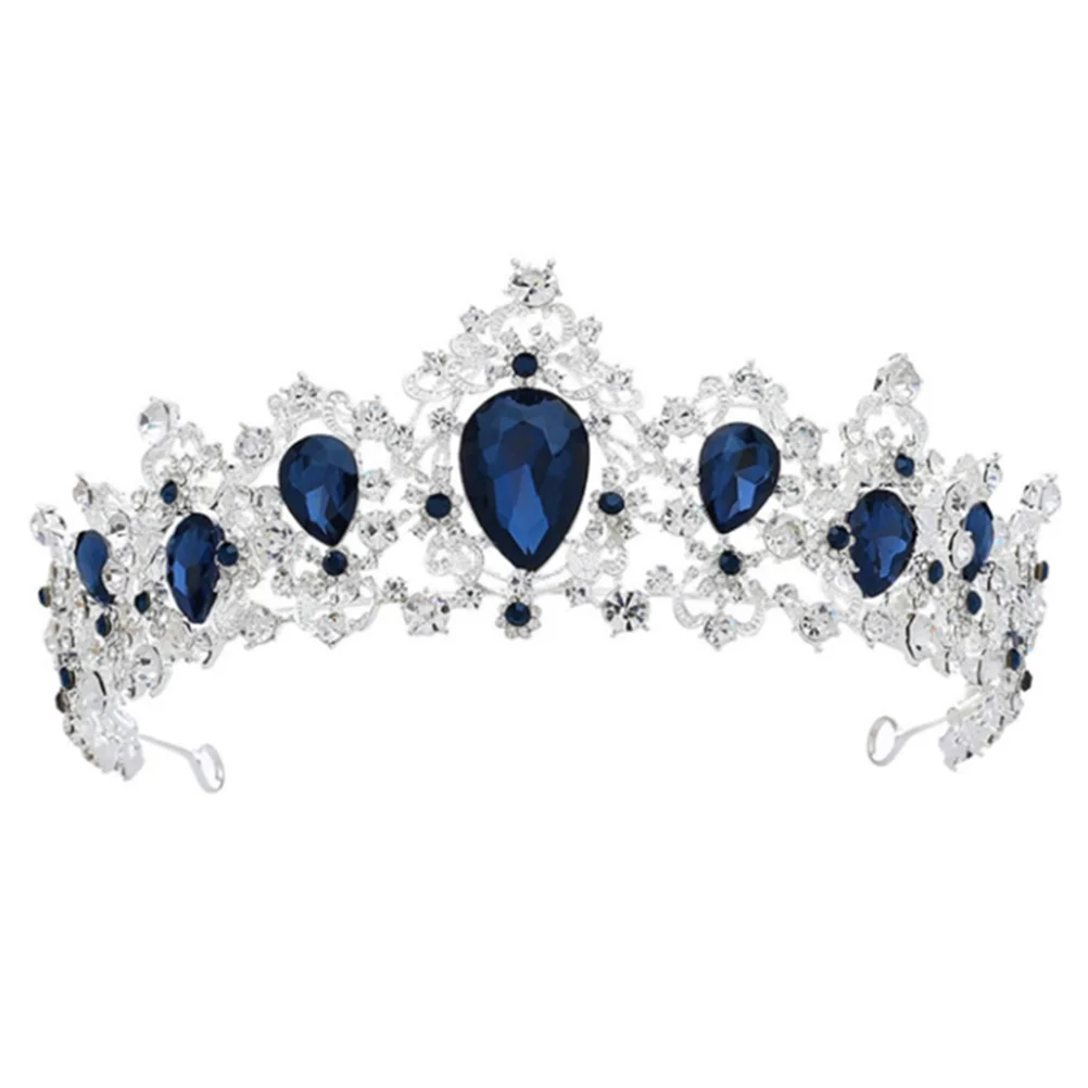 Rhinestone Tiara Baroque Tiaras Bridal Wedding Headbands Hair Accessories for Party Photo Taking ( Blue& Silver )
