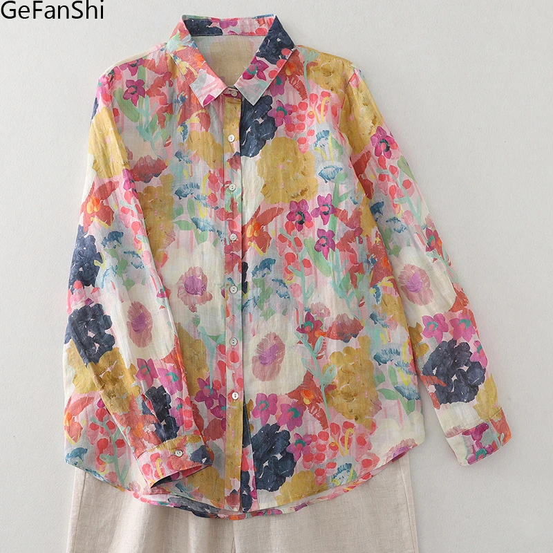 Женская винтажная шикарная свободная повседневная пляжная блузка с длинными