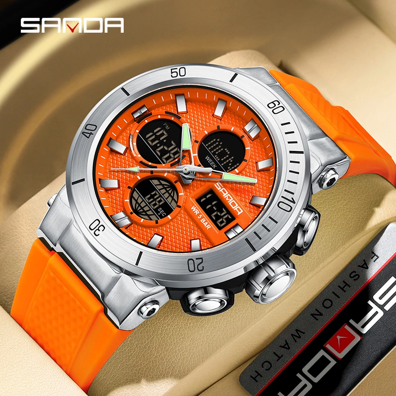 Модный лучший бренд Sanda 6191 мужской новый секундомер обратного отсчета