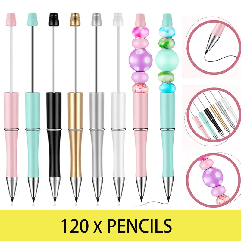 

120Pcs Bead Inkless Pencil Pencils Everlasting Pencils Beadable Infinite Pencil for Writing Drawing