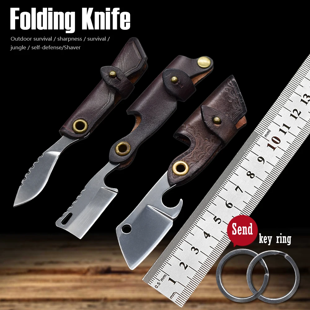 

Mini Portable Razor Pocket Folding Knife Keychain Knife EDC Letter Opener Bottle Opener Outdoor Camp Survival Self-Defense Tool
