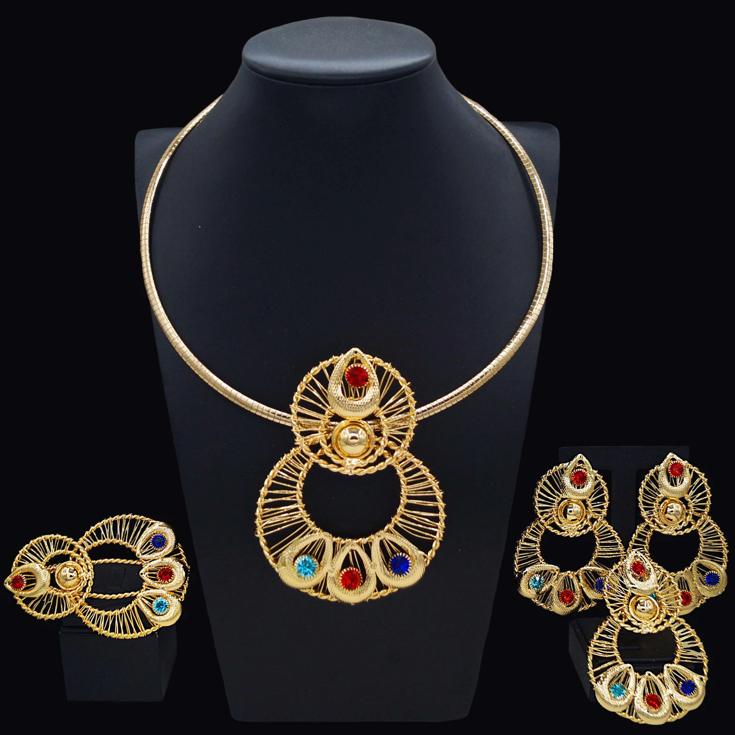 Роскошный набор ювелирных изделий Yuleili стильные крупные уникальные цветные