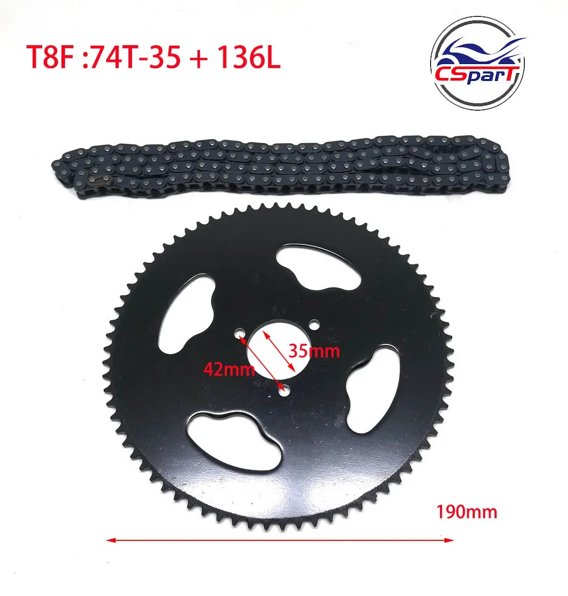 

44T 54T 64T 74T T8F 26 29 35 54 Задняя звездочка + цепь для скутера Razor EVO X-Treme IZIP 47CC 49CC Mini Moto Quad Dirt Pit Bike