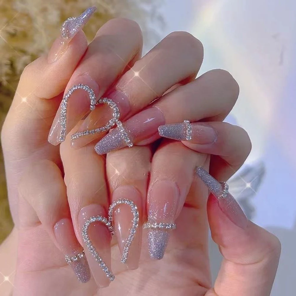 Серебряные алмазные цепочки 100 см подвески для ногтей сверкающие Роскошные