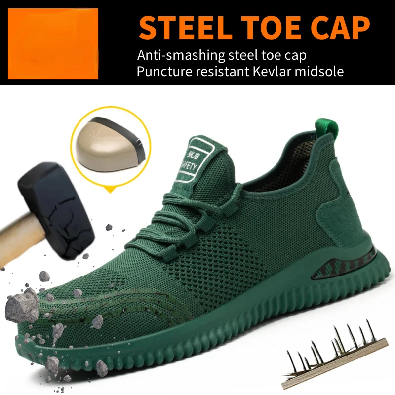 

Summer Men Women Work Shoes Steel Toe Cap Safety Boots European Standard Anti-smash Anti-puncture Sport Safety Shoes