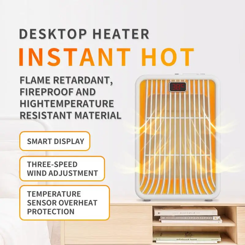 

Mini Desktop Heater Smart Constant Temperature Portable LED Night Light Timer Small Heater 1000-1200w