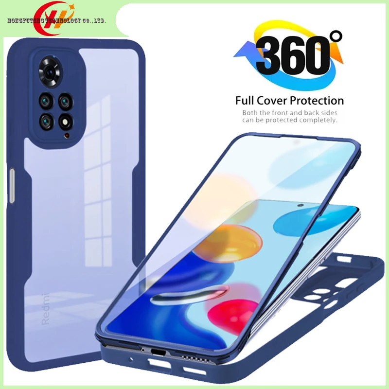 

Luxury 360 Degree Front Screen Film Hard Back Case For Redmi Note 9S 10 11 Pro 10S 5G 9A Xiaomi Mi 11 lite 11T M4 X3 Clear Cover