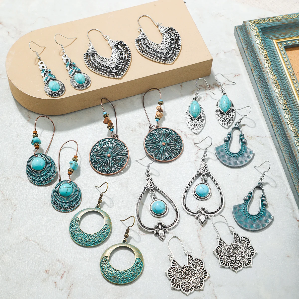 

Bohemian turquoise Earrings Ethnic Style Earrings Set