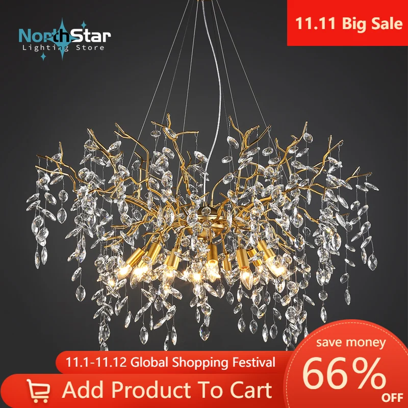 

Modern Chandelier For Living Room Decoration Home Crystal Lamp Pendant Dining Room Luxurious Gold Design Led Light Fixture E14