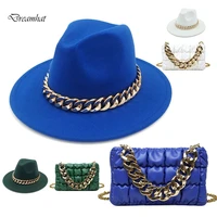 fedoras hat for women black oversized chain accessory bag fashion luxury new hat latest chain two piece set summer beach hat
