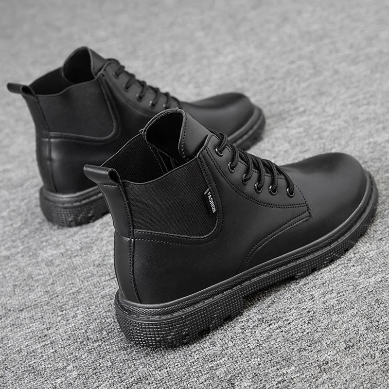 

Мужские кожаные ботинки челси в стиле милитари, мотоциклетные ботильоны для мужчин, зимние ботинки, Мужская обувь в стиле панк, пустынные водонепроницаемые ботинки для мужчин