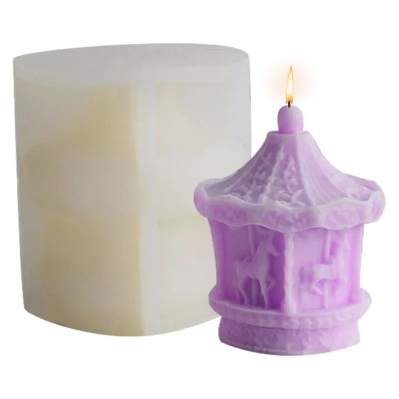 

3D Carousel Silicone Candle Mold Aromatherapy Plaster Handmade Gypsum Epoxy Resin Soap Mold Family Wedding Decor Souvenirs