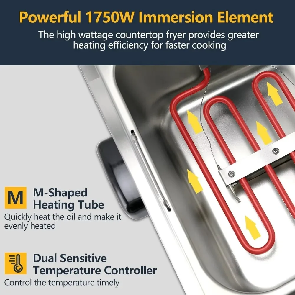Электрическая фритюрница с крышкой и корзиной для жарки 1750 Вт