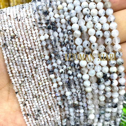 Бусины из натурального лунного камня LUOMAN XIARI черные синие 2/3/4 мм