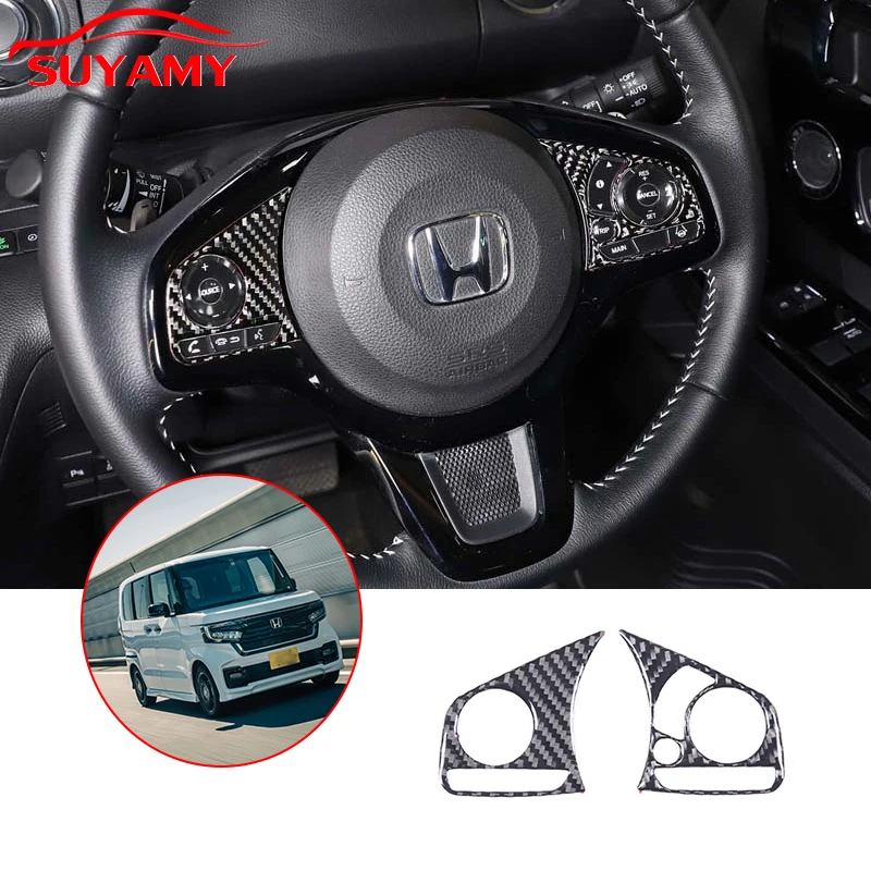 

Soft Carbon Fiber Steering Wheel Button Panel Trim Sticker For Honda N-Box JF3 JF4 2017-2021 Car Accessories