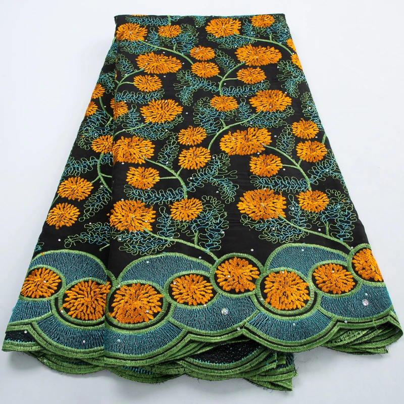 

African Cotton Lace Fabric 2024 High Quality 5 Yards Embroidered Swiss Voile Lace Fabric Elegant Wedding Dress for Women A3622