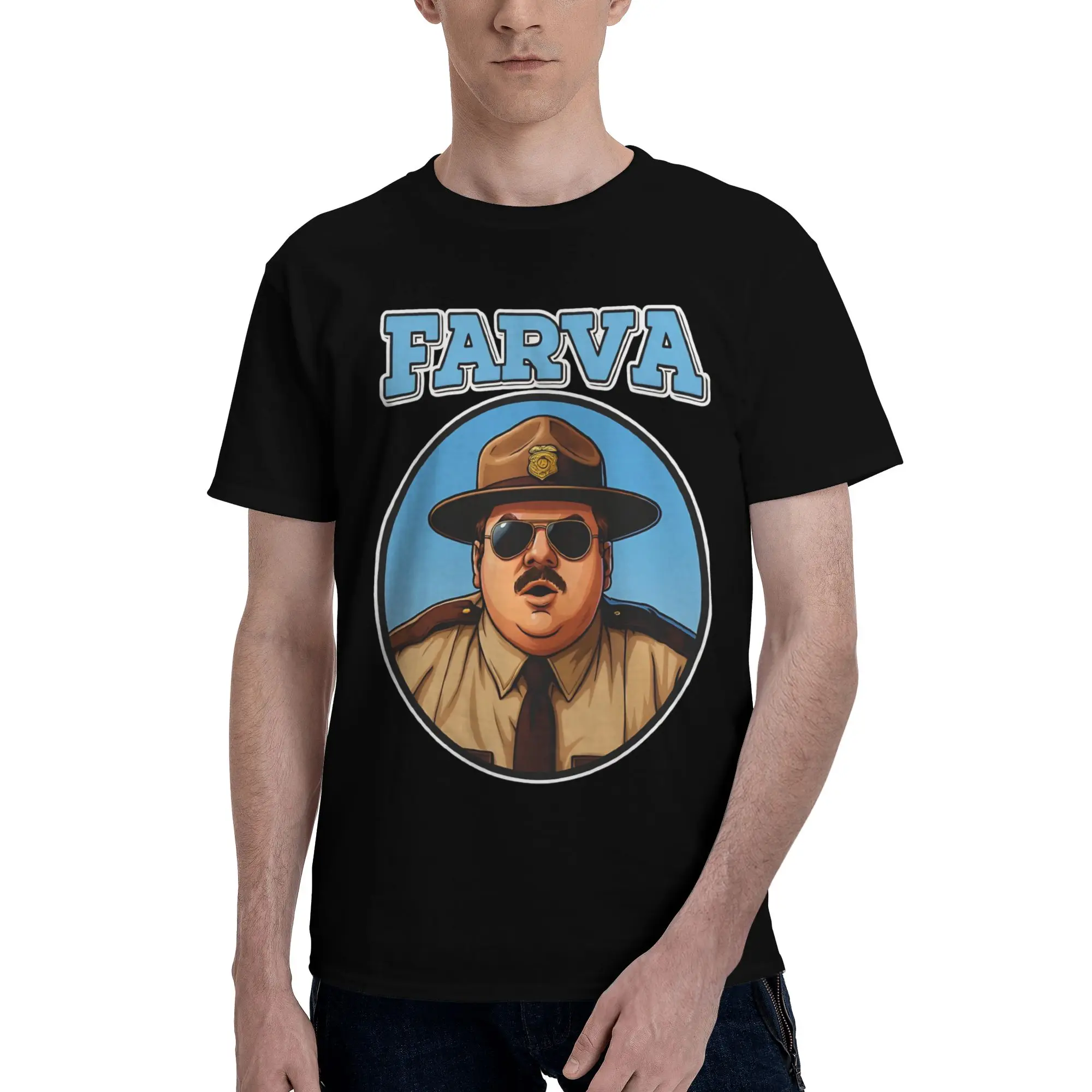 Фото Мужская и женская рубашка Super Troopers Rodney Farva, футболка из чистого хлопка с графическим принтом, одежда, наряды №2